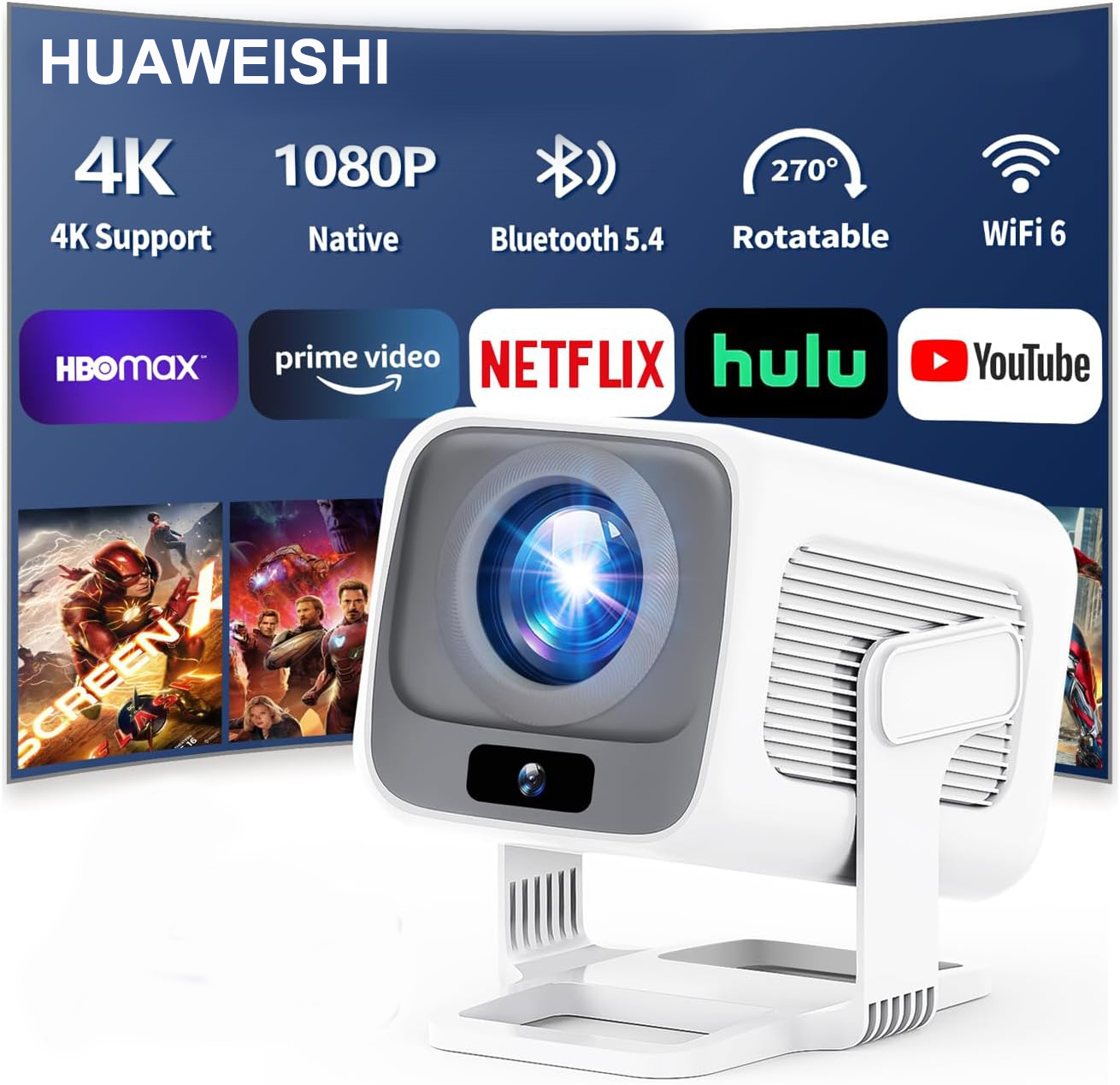 Home Cinema Focal - جهاز عرض HUAWEISHI بدقة 4K يعمل